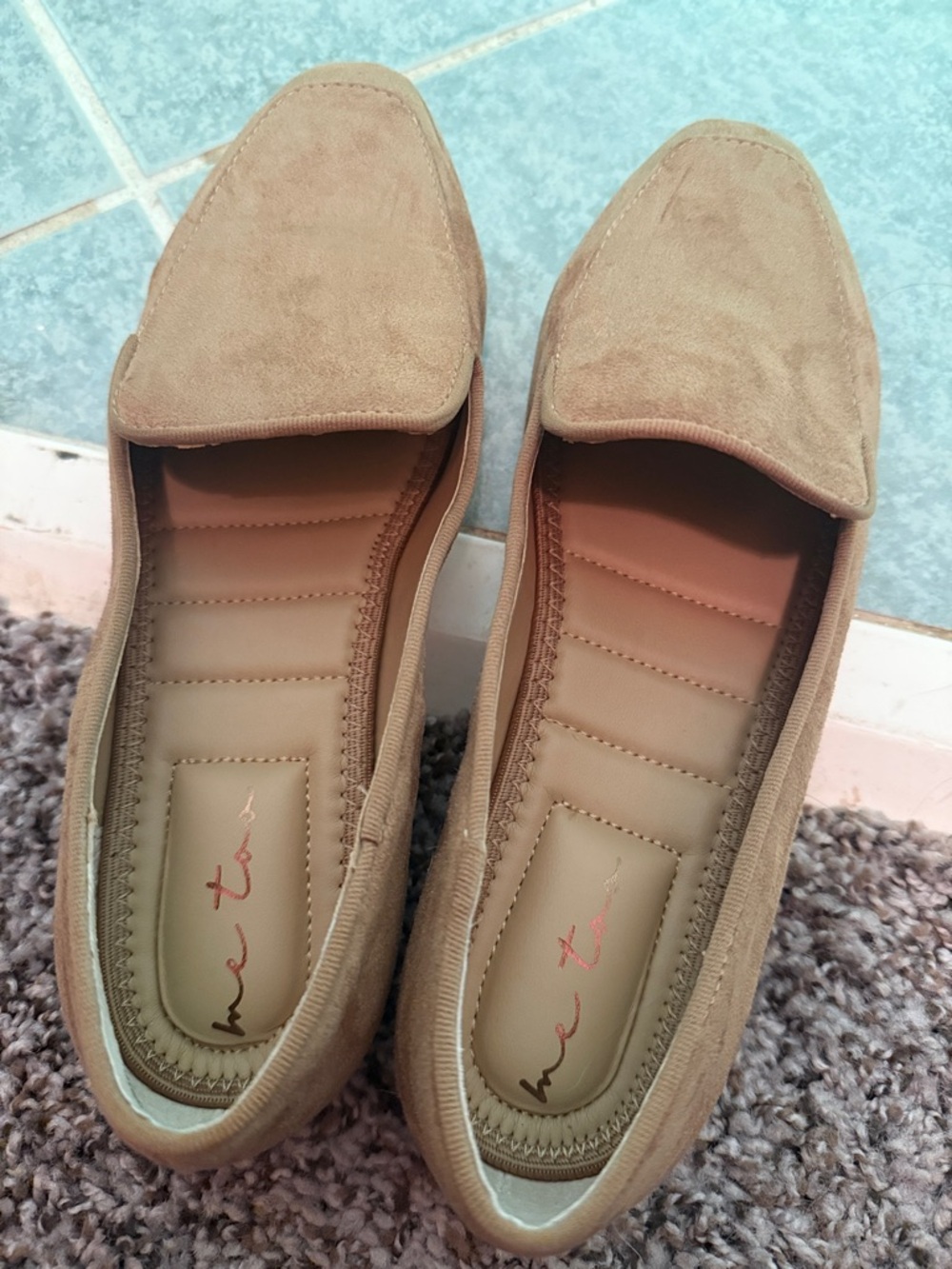 me too Tan Suede Slip-On Loafers
